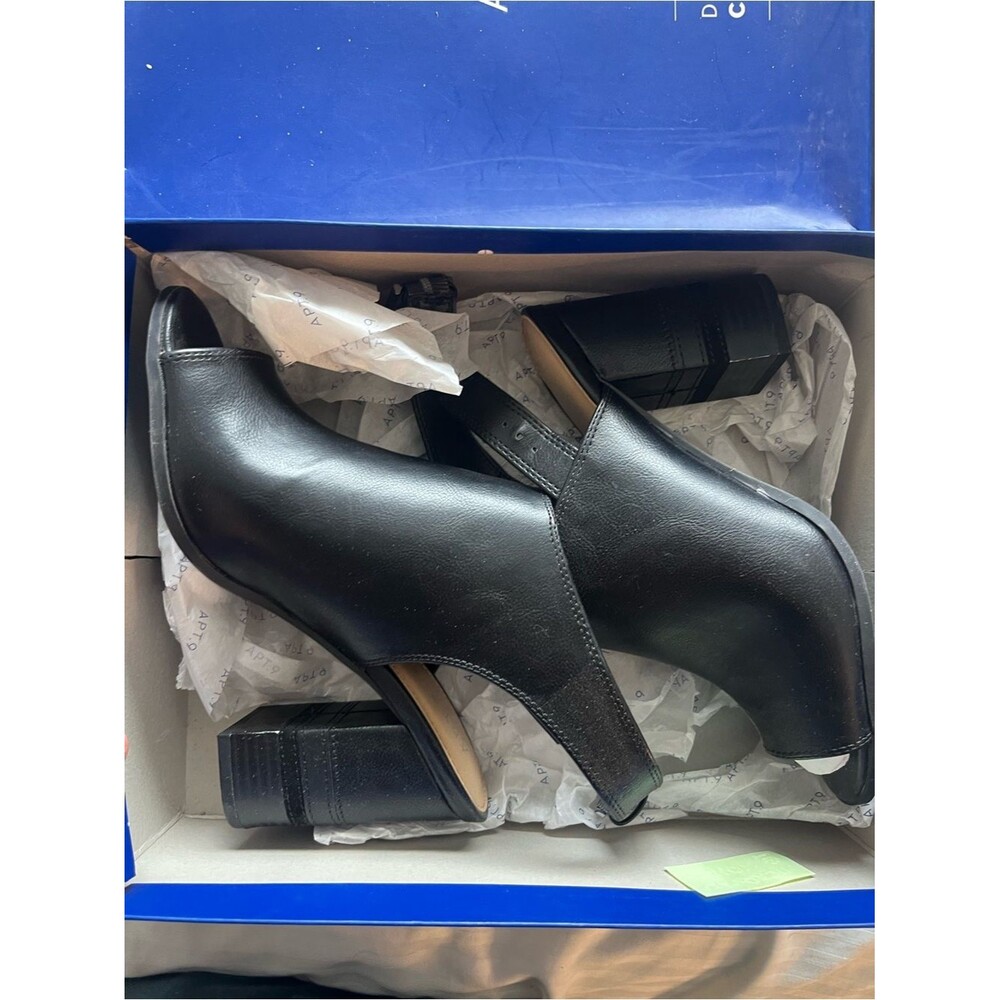 Apt. 9 Bootie Womens Size 8 Black Peep Toe Slingback Shootie Block Heel Comfort